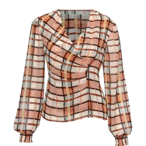 Cabi 6295 plaid whilst blouse size xs - Picture 3 of 9